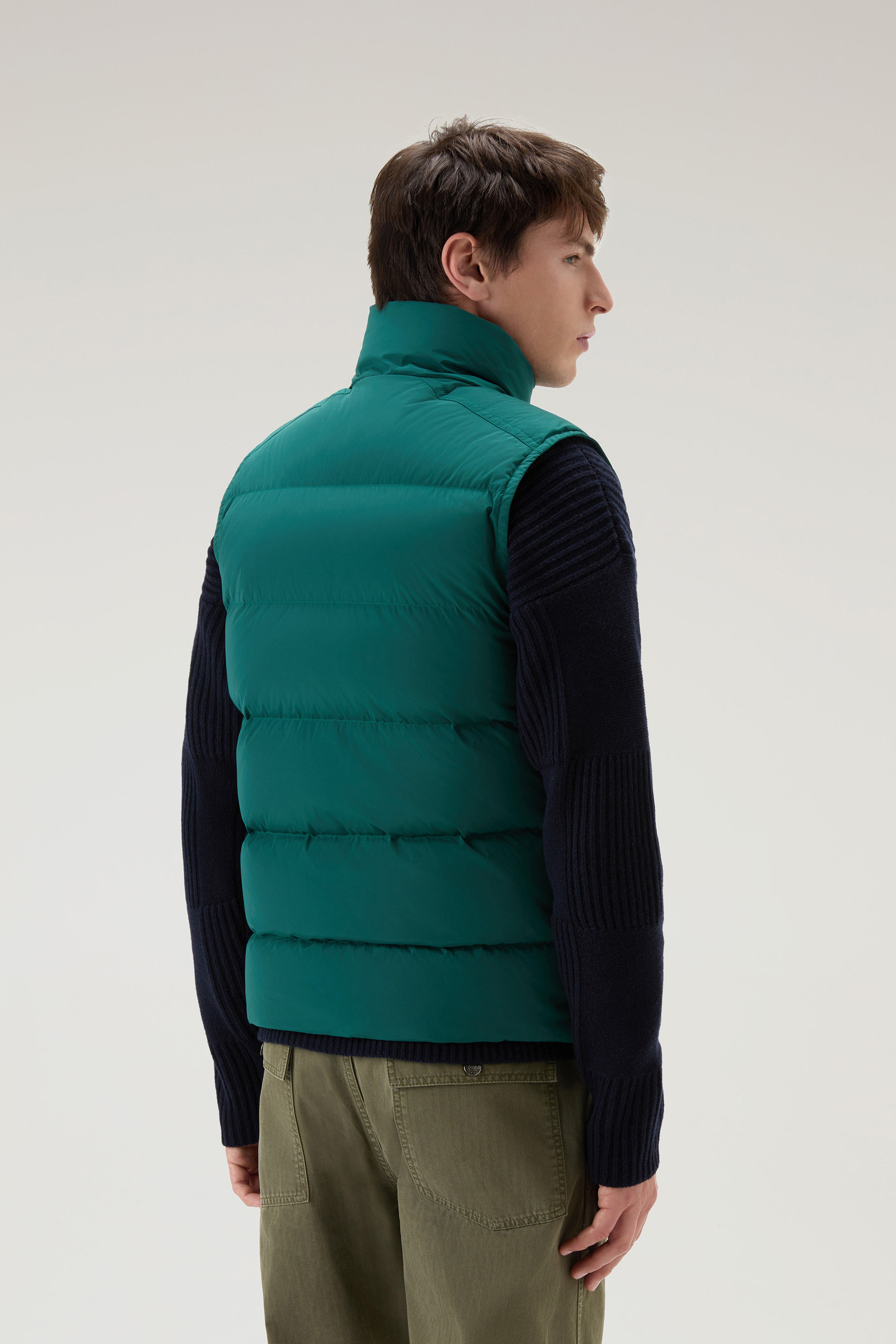 Men's Premium Padded Vest in Stretch Nylon Green | Woolrich USA