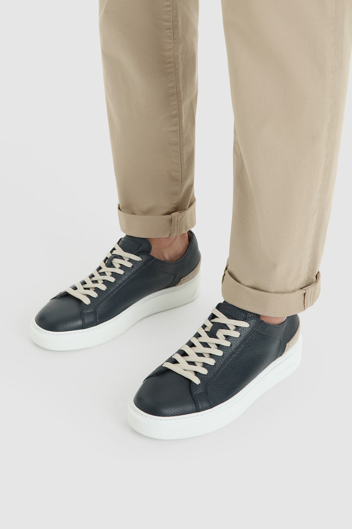 Classic Court sneakers in tumbled leather Blue photo 6 | Woolrich