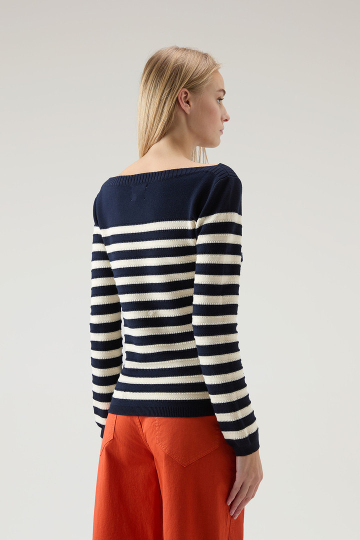 Pure Cotton Sweater with Boat Neckline Blue photo 3 | Woolrich