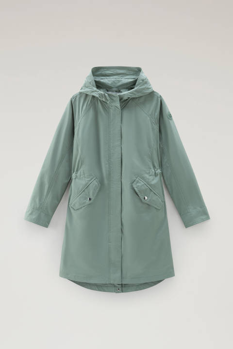 Long Summer Parka in Urban Touch Fabric with Hood Green photo 2 | Woolrich