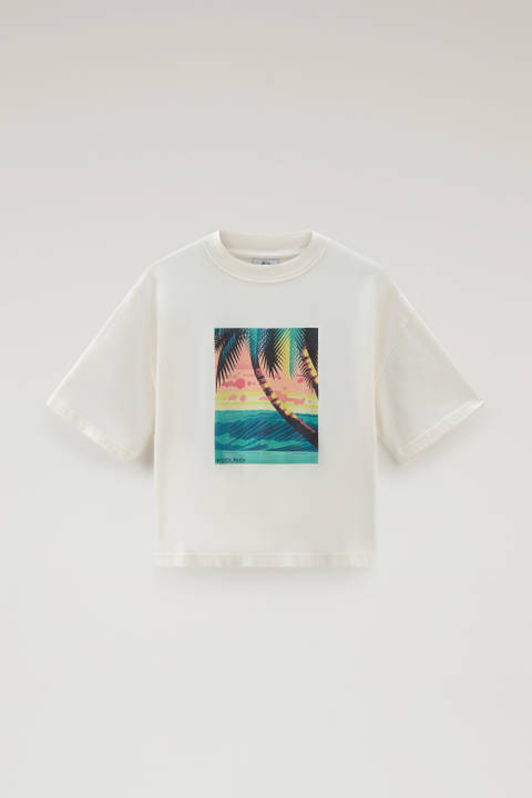T-shirt in puro cotone con stampa grafica Bianco photo 2 | Woolrich