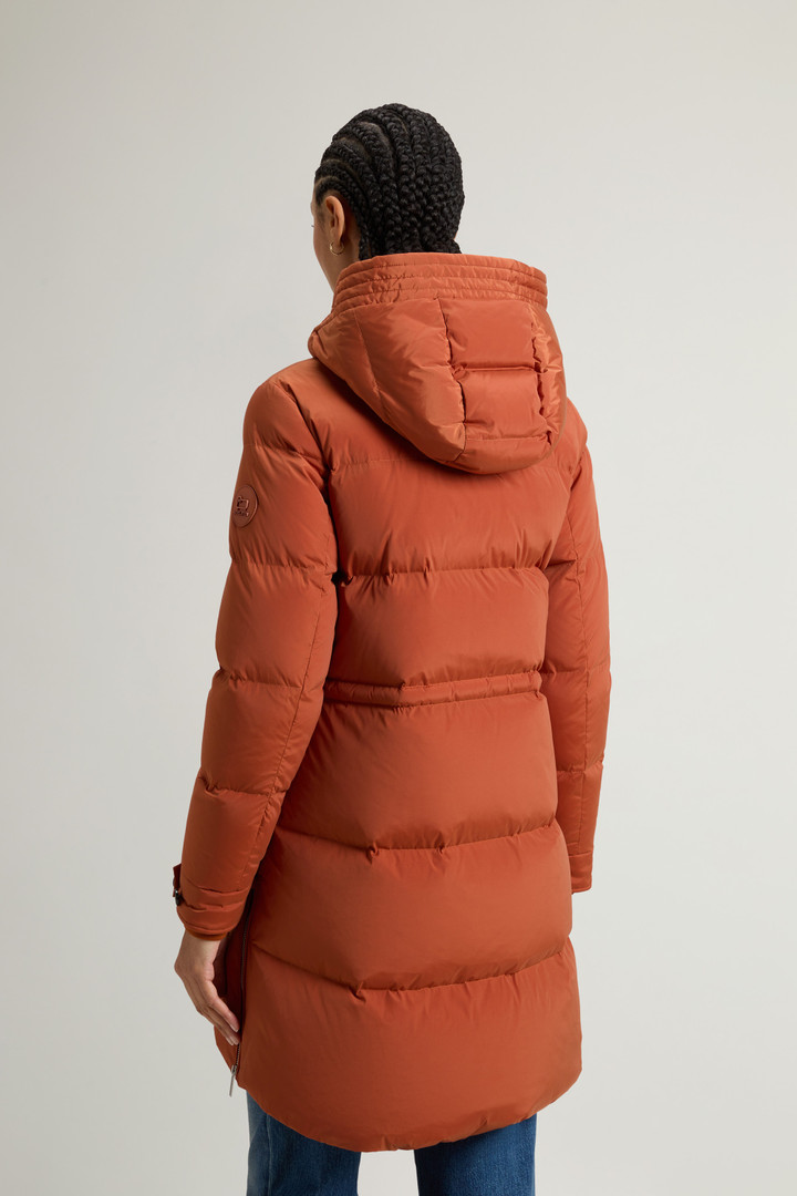 Hooded Alsea Down Jacket in Stretch Nylon Brown photo 3 | Woolrich