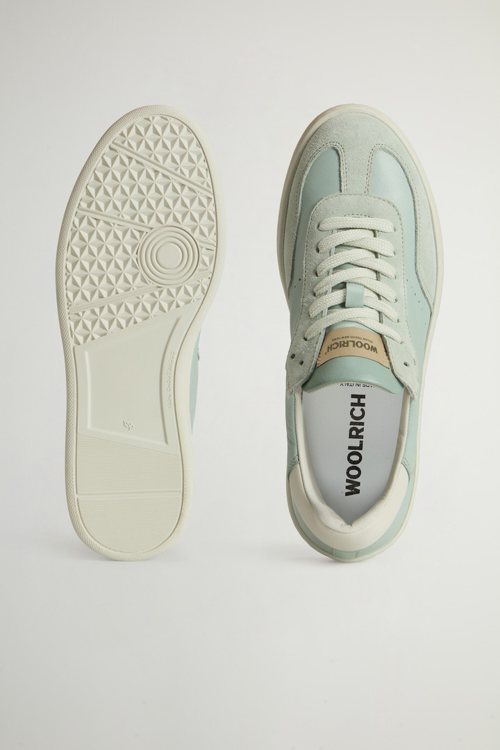 Swing Court Leather Sneakers with Suede Details Green photo 4 | Woolrich