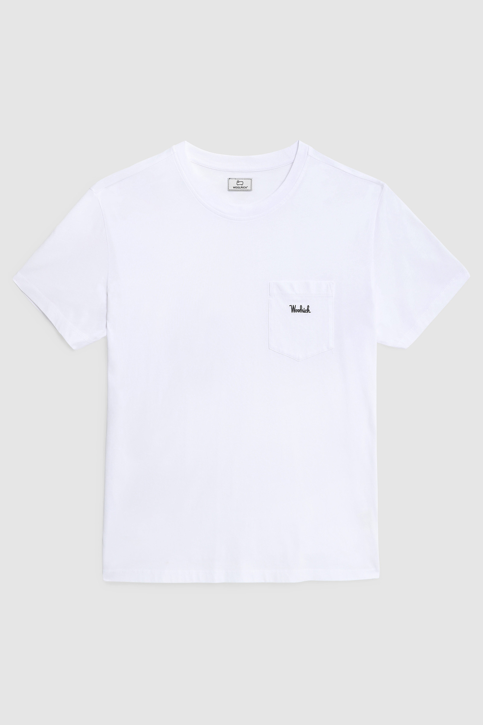 T-Shirt mit geprägtem Taschenlogo Weiß | Woolrich