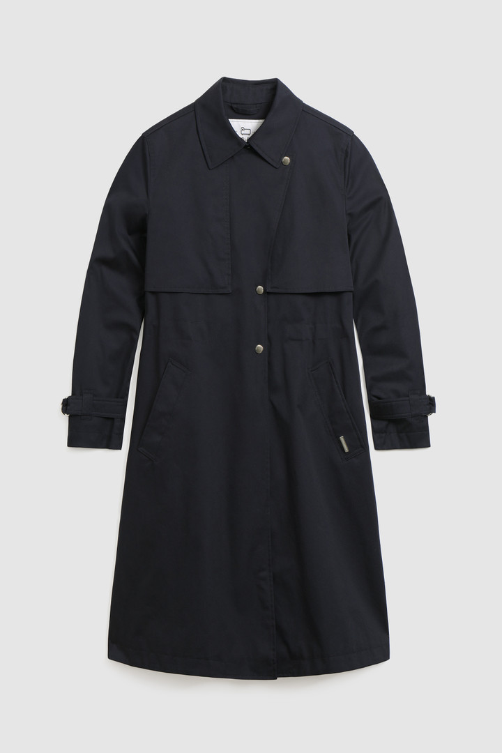 Havice Light Trench Coat with Printed Check Lining Blue photo 4 | Woolrich