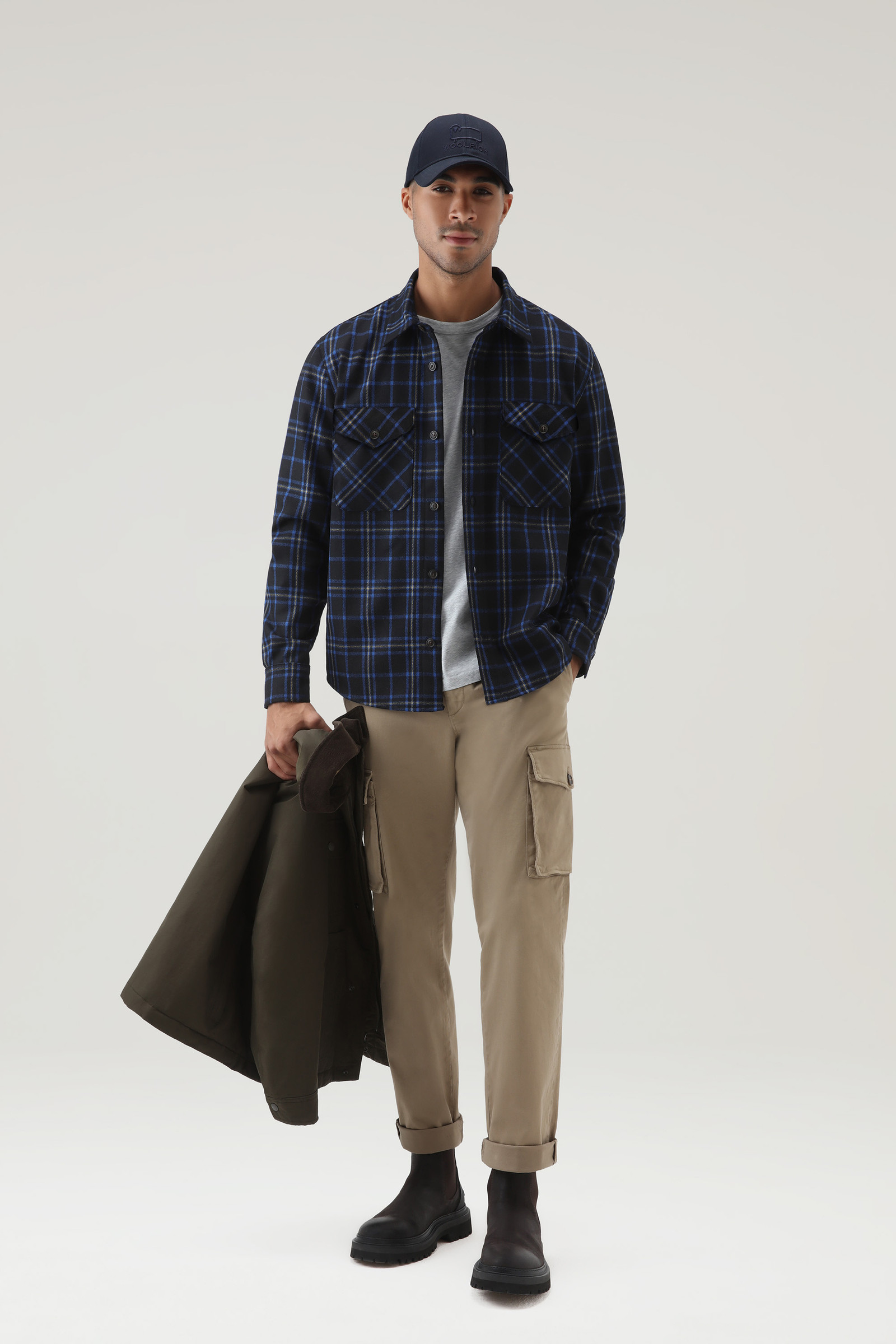 Wool Blend Oxbow Flannel Overshirt - Made in USA Blue | Woolrich USA