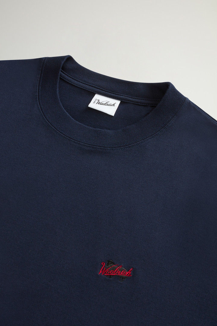 Pure Cotton T-Shirt with Embroidered Logo Blue photo 2 | Woolrich