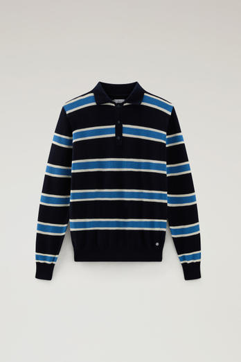 Long-Sleeved Knit Polo Blue | Woolrich