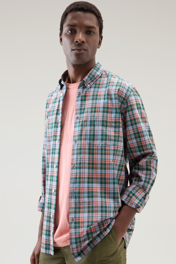 Madras-Shirt aus reiner karierter Baumwolle Grün photo 4 | Woolrich