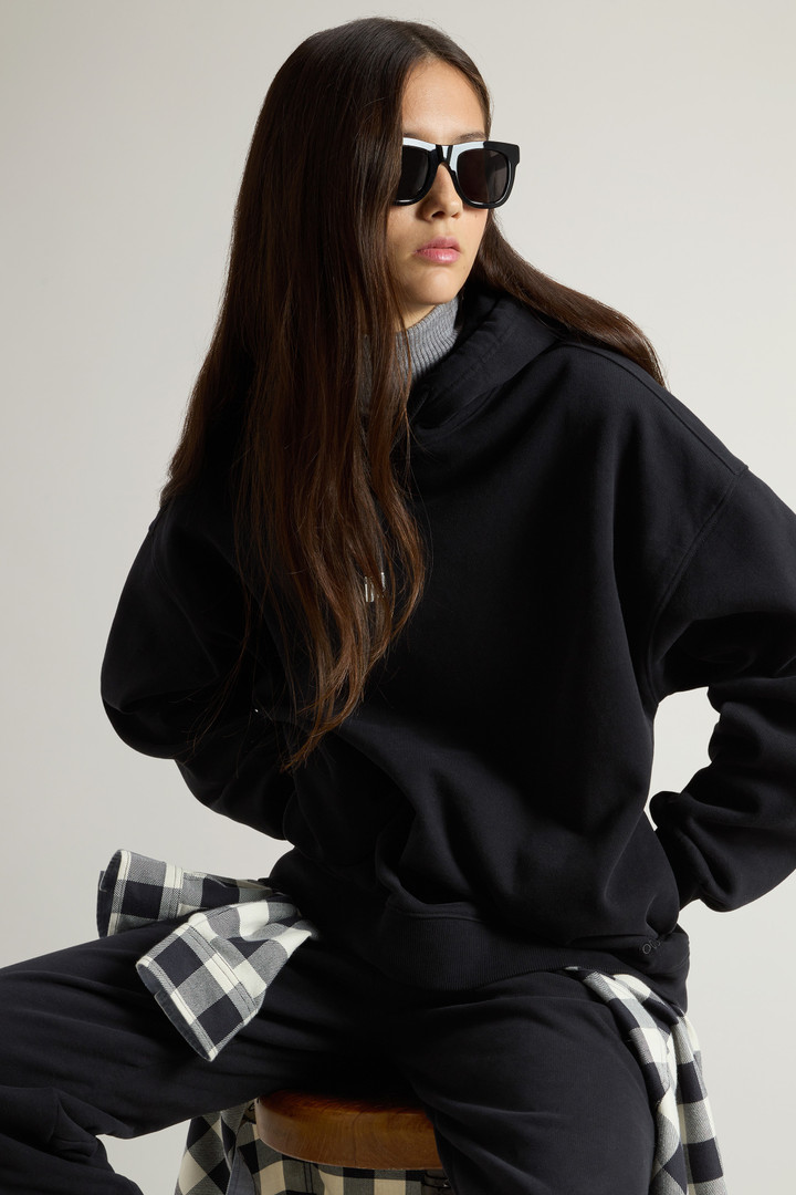 Pure Cotton Hoodie with Embroidered Logo Black photo 4 | Woolrich