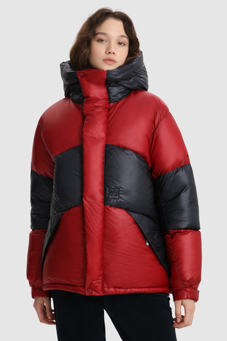 Parka met dons in diamantstiksel