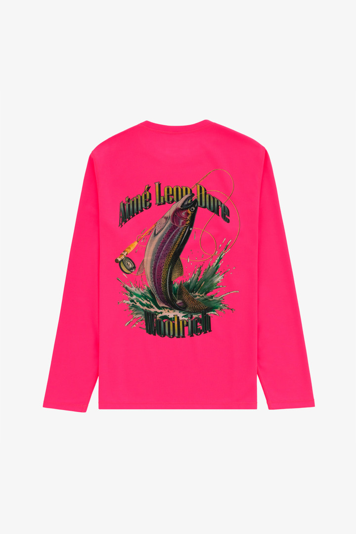 Long Sleeve Performance Trout Tee with Front and Back Print - Aimé Leon Dore / Woolrich Pink photo 2 | Woolrich