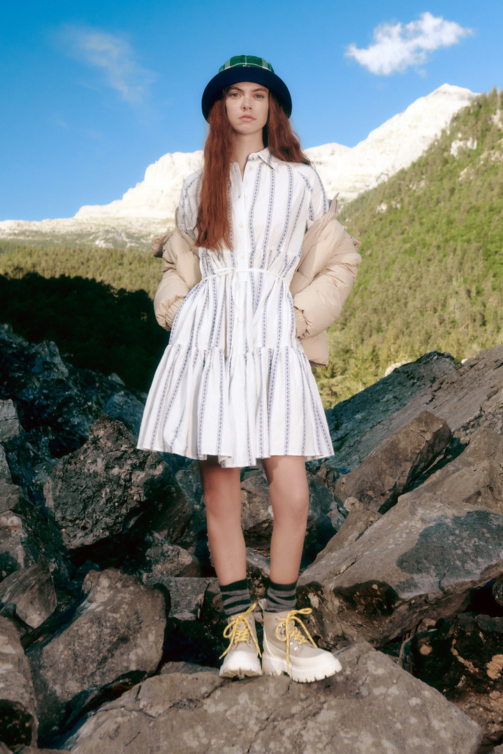 Ruffled Shirt Dress in Pure Cotton White photo 9 | Woolrich