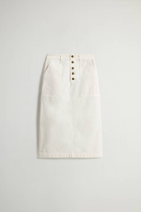 Garment-Dyed Midi Skirt in Stretch Cotton White photo 2 | Woolrich