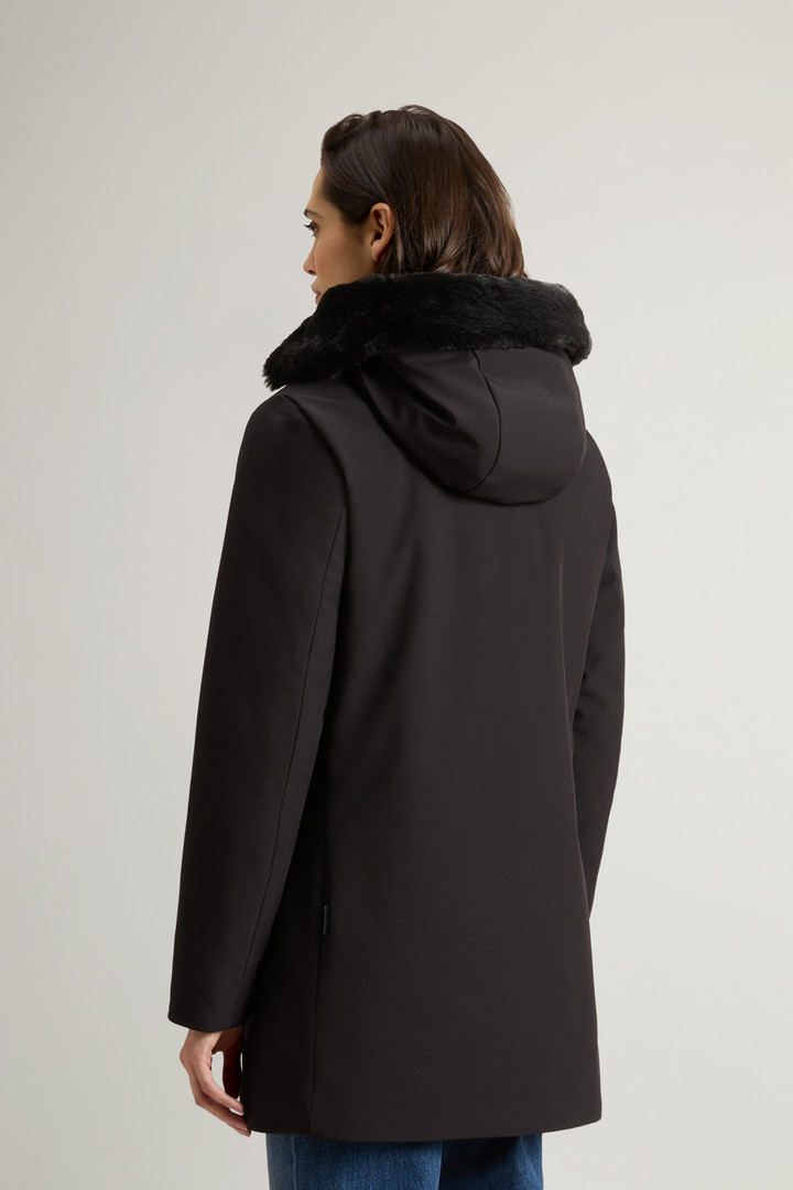 Firth Parka in Tech Softshell with Removable Faux Fur Collar Black photo 3 | Woolrich