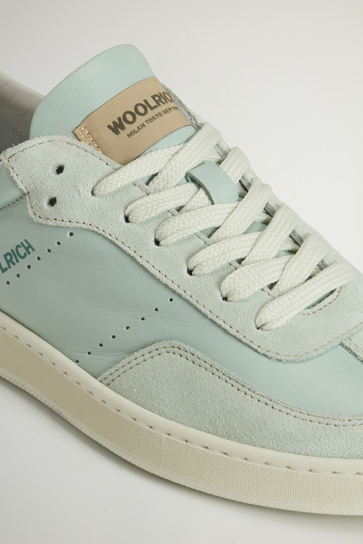 Swing Court Leather Sneakers with Suede Details Green photo 5 | Woolrich