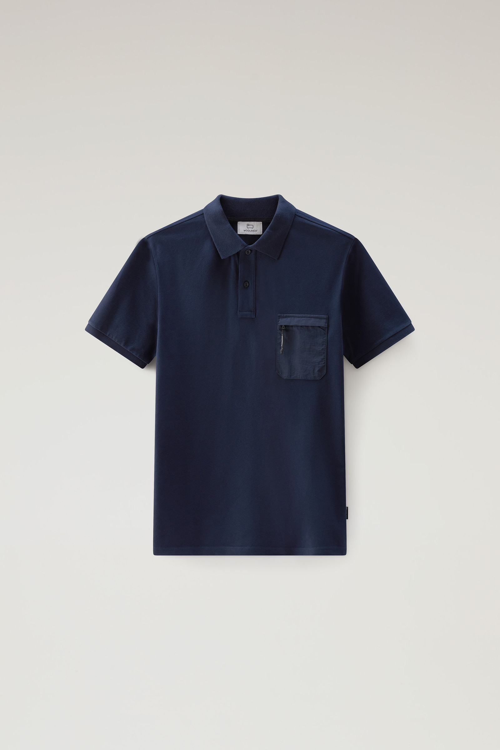 Polo a maniche corte in piqué di cotone elasticizzato blu photo 5 | Woolrich