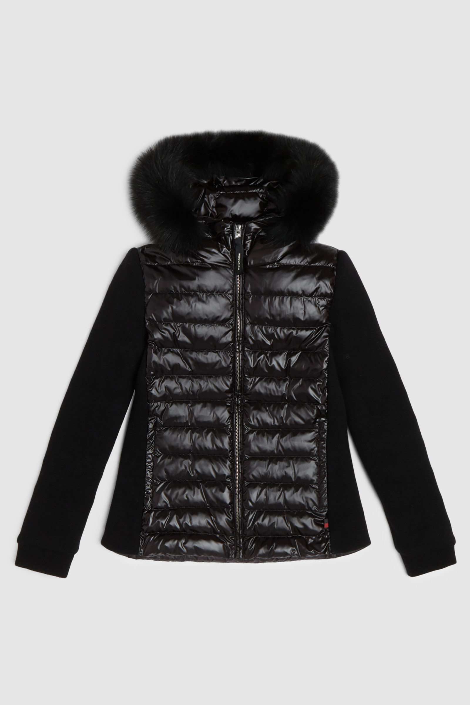 Gewatteerde hoody met capuchon en vossenbont