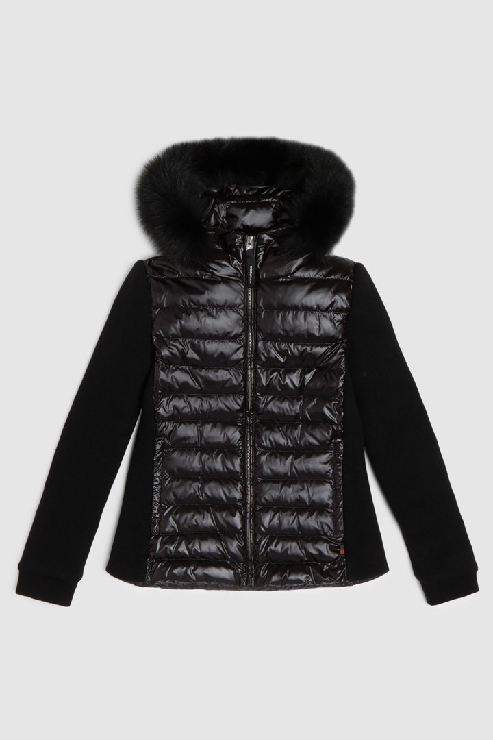 Gewatteerde hoody met capuchon en vossenbont