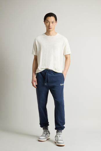 Pants in Pure Cotton Mouliné Fleece Blue | Woolrich