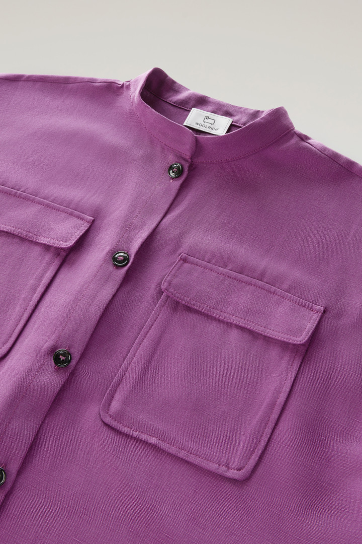 Shirt aus einer Leinen-Mischung mit kurzen Ärmeln Violett photo 6 | Woolrich