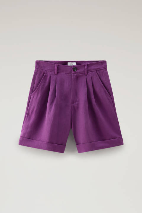 Shorts aus einer Leinen-Mischung mit Taschen Violett photo 2 | Woolrich