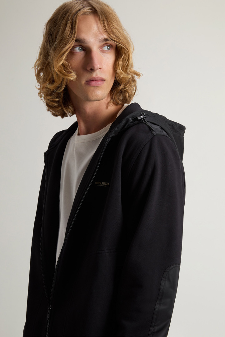 Hybrid Pure Cotton and Nylon Hoodie Black photo 4 | Woolrich