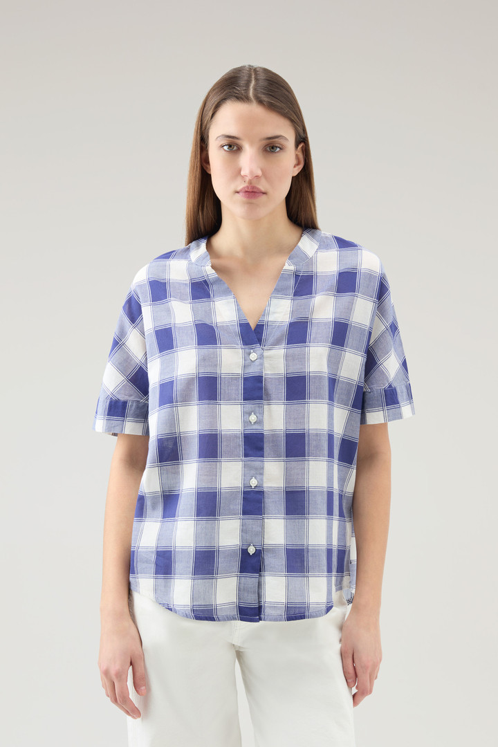 Pure Cotton Voile Checked Shirt Blue photo 1 | Woolrich