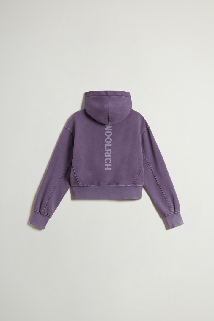 Teen Girls’ Garment-Dyed Cropped Hoodie in Pure Cotton Purple photo 2 | Woolrich