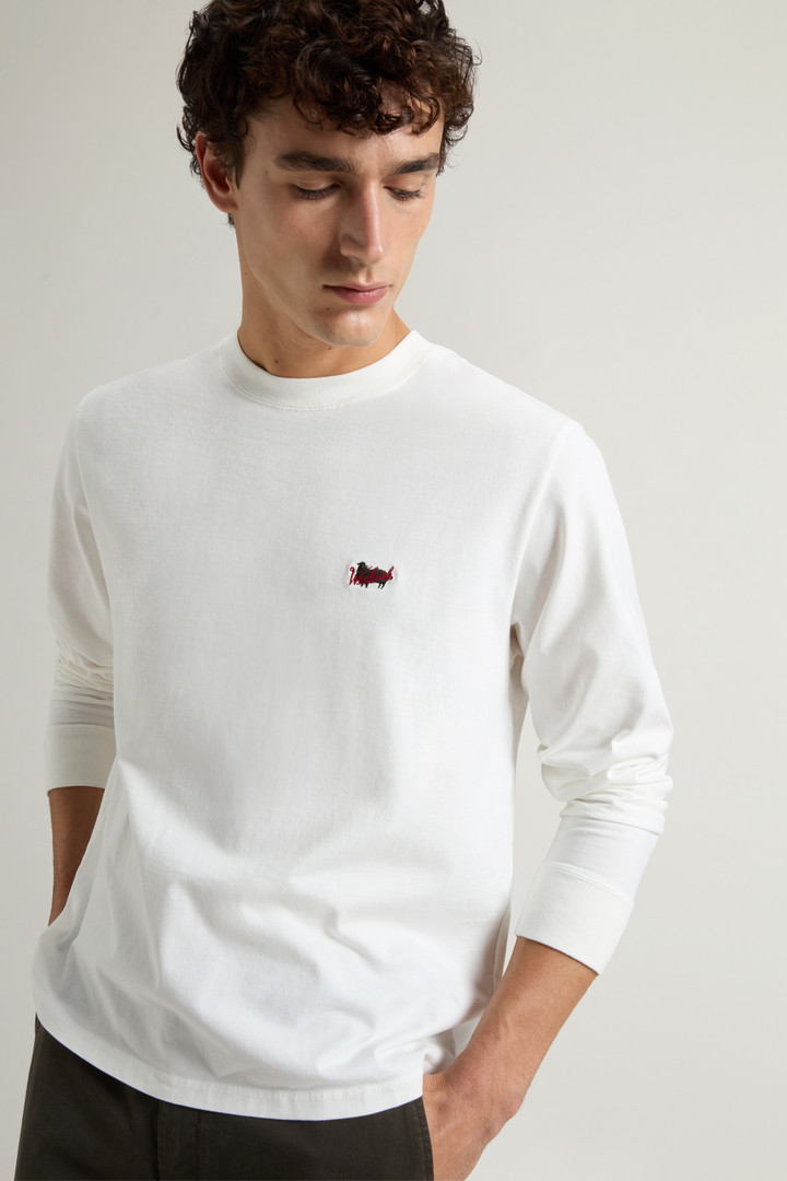 Pure Cotton T-Shirt with Embroidered Logo White photo 4 | Woolrich