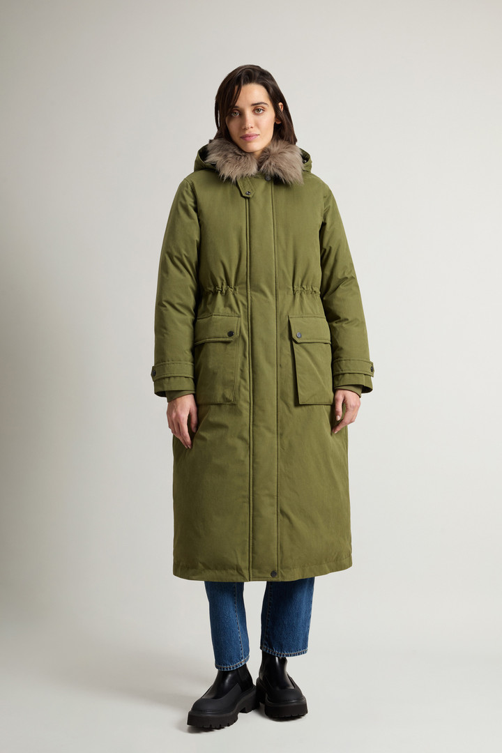 Long Arctic Parka in Mountain Cloth with Removable Hood and Fur Green photo 1 | Woolrich