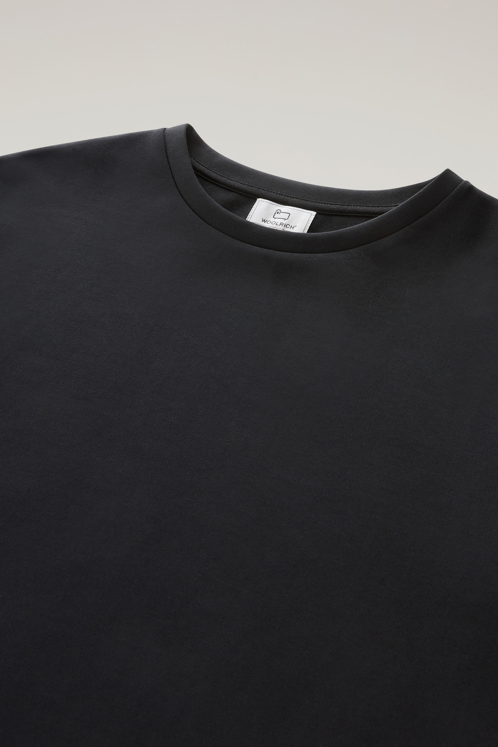Crewneck in Mixed Cotton with Nylon Details Black photo 7 | Woolrich