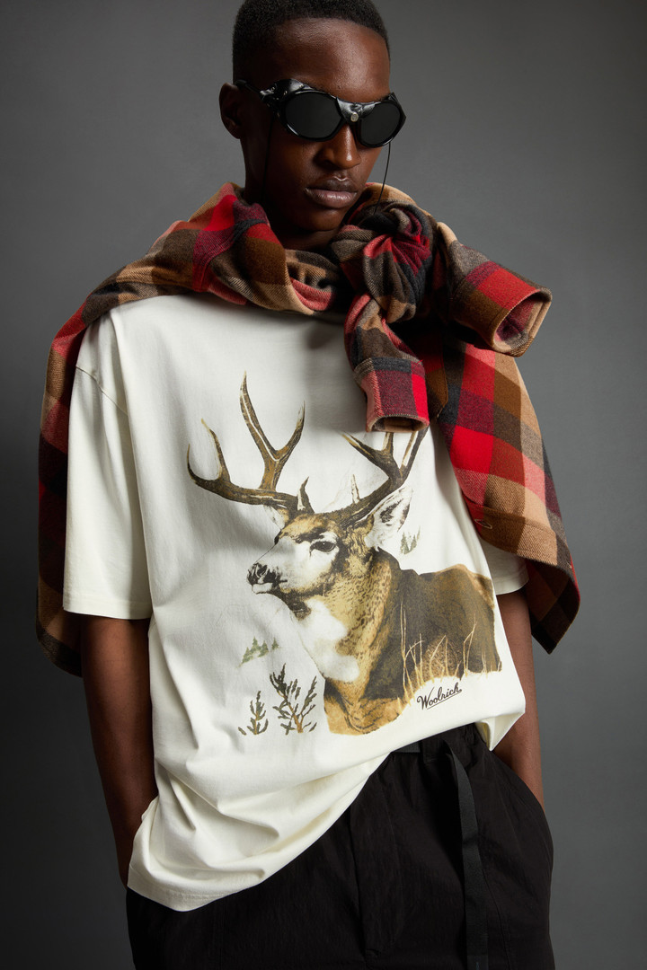 T-Shirt aus reiner Baumwolle mit Print by Todd Snyder Weiß photo 6 | Woolrich