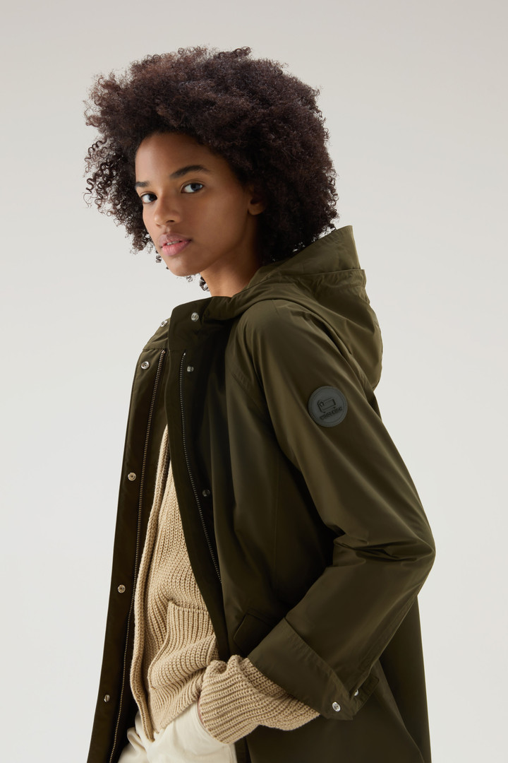 Long Summer Parka in Urban Touch Fabric with Hood Green photo 4 | Woolrich