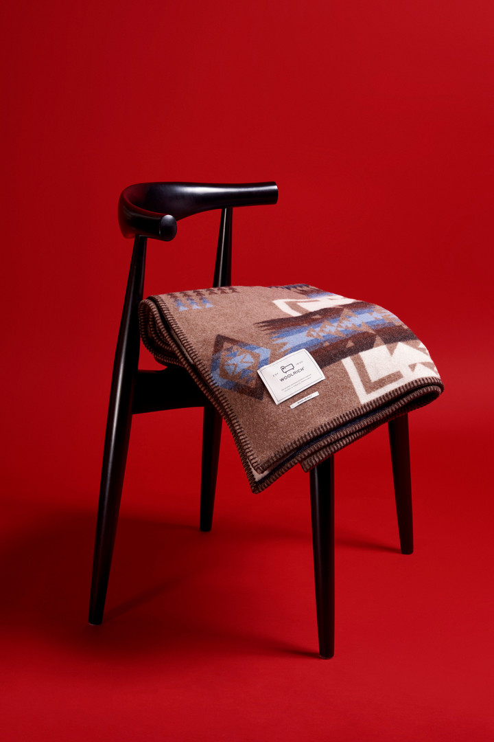 Archival Pattern Jacquard Pure Wool Blanket - Made in Italy White | Woolrich