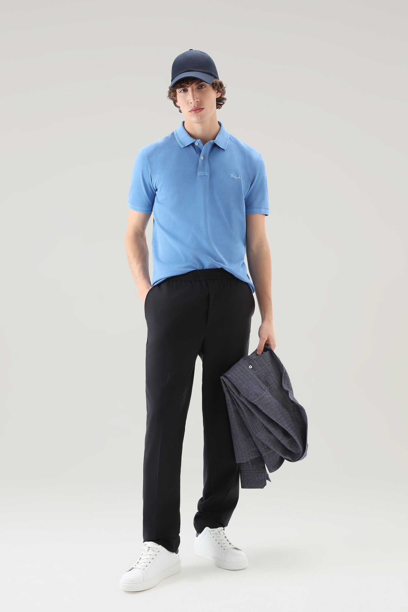 Mackinack Polo aus stückgefärbtem Stretch-Baumwollpikee blau photo 2 | Woolrich