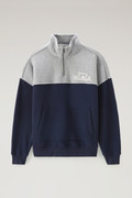 Sweater met kleurvlakken, halve rits en opgedrukt logo