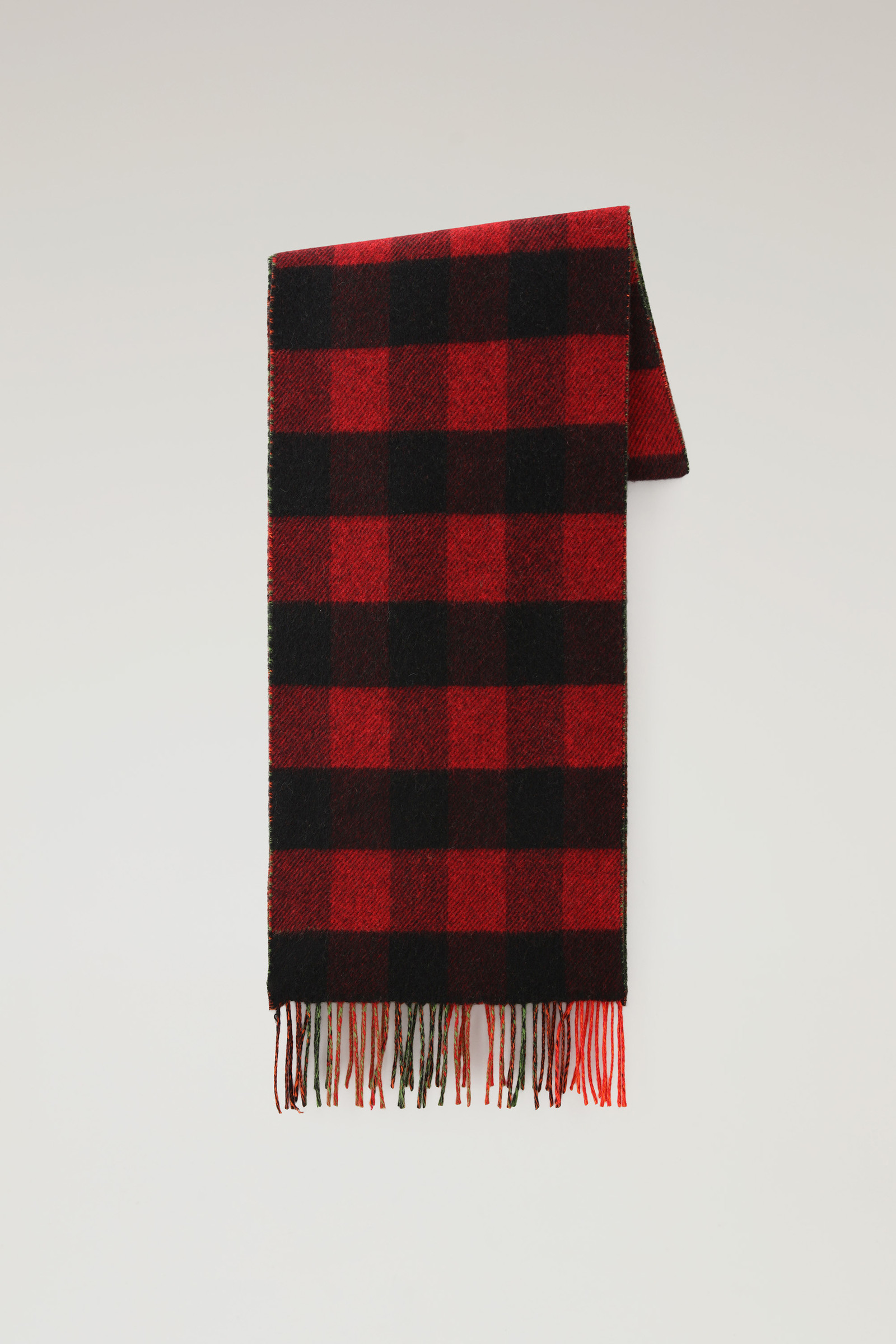 Men's Reversible Check Scarf with Fringed Trim - Serving the People /  Woolrich Red