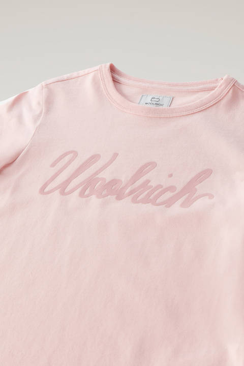 Girls' Logo T-Shirt in Pure Cotton Pink photo 2 | Woolrich