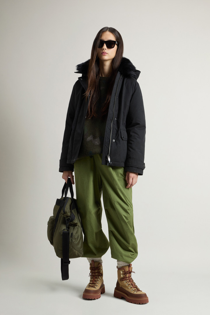 Short Arctic Parka in Mountain Cloth with Removable Hood and Fur Black photo 2 | Woolrich