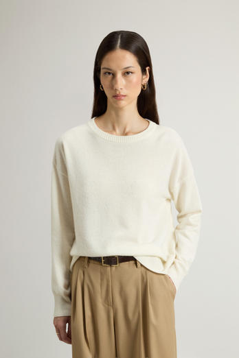 Crewneck Sweater in Virgin Wool and Cashmere Blend White | Woolrich