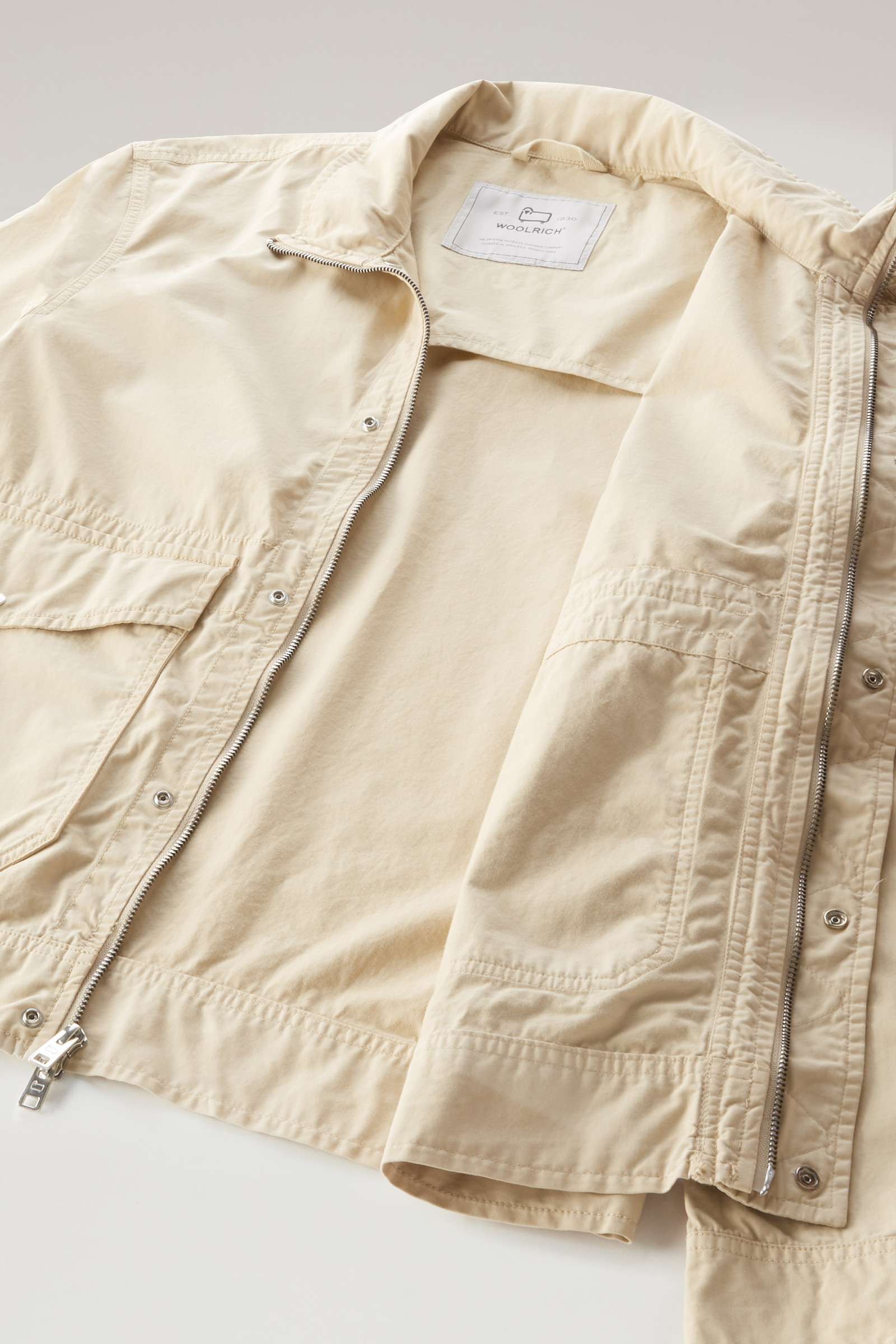 Garment-Dyed Crew Bomber Jacket in Pure Cotton Beige photo 11 | Woolrich