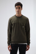 Crewneck Sweatshirt in Organic Cotton and Taslan Nylon