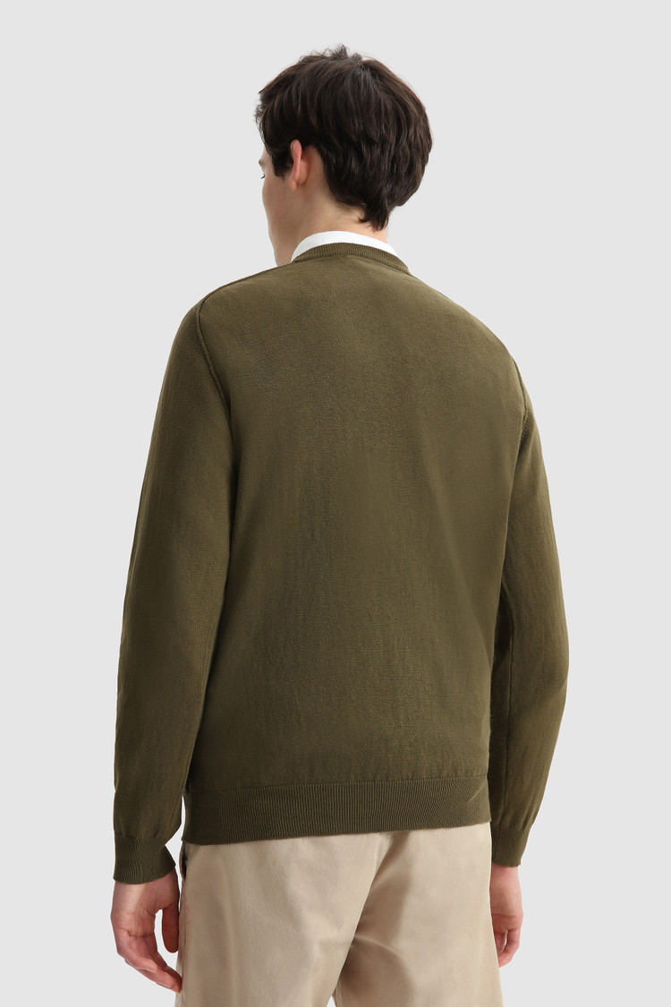Maglia girocollo in cotone misto lino tinto in capo