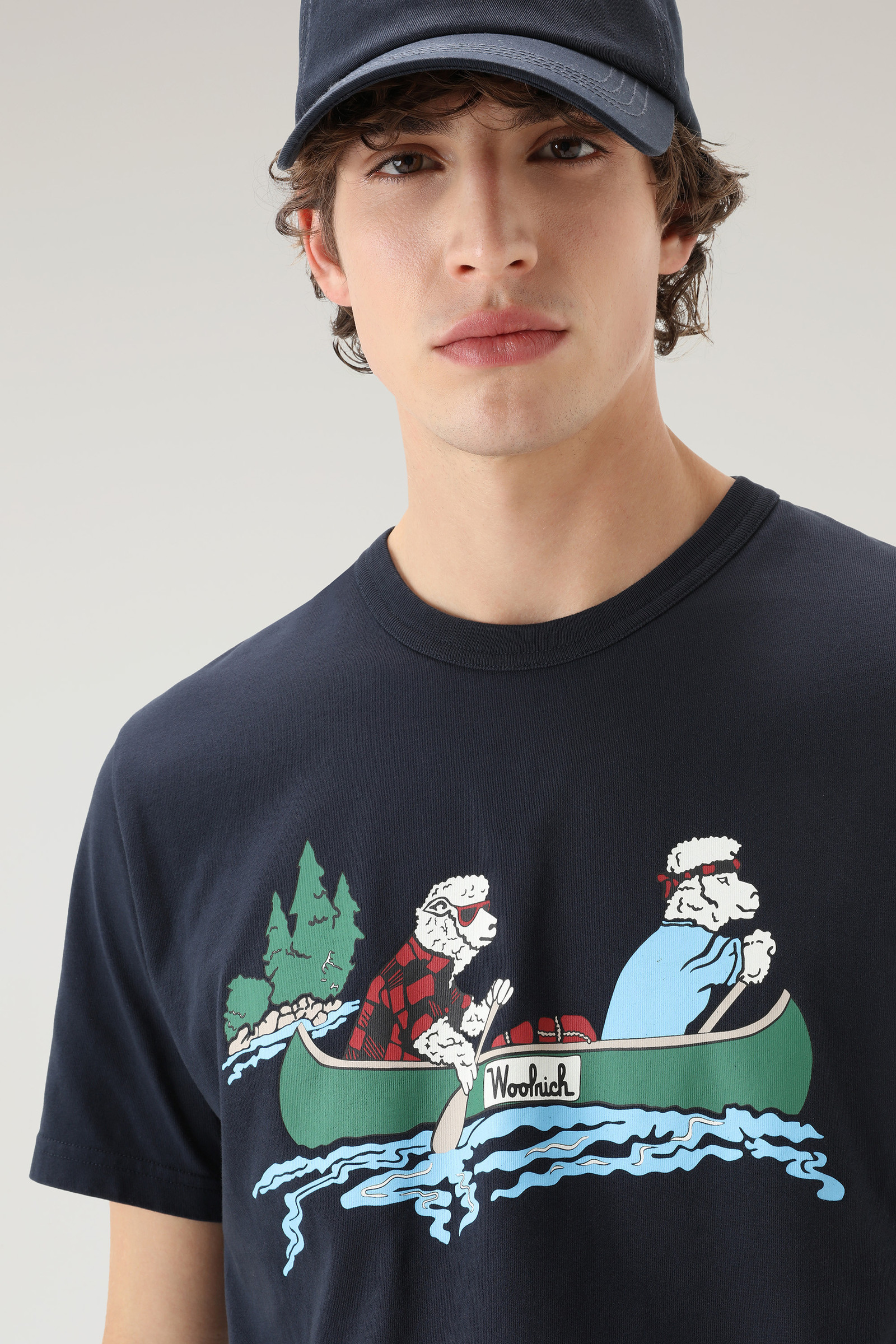 T-shirt en pur coton avec illustration bleu photo 4 | Woolrich
