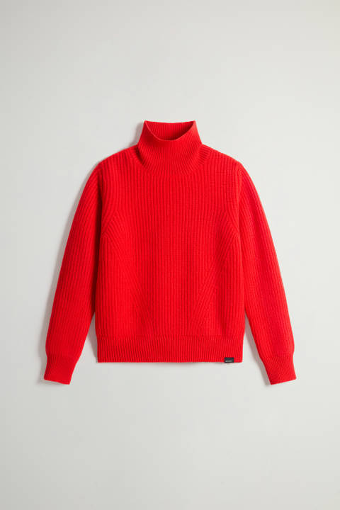 Canberra Pullover mit Stehkragen aus reiner Schurwolle Rot photo 2 | Woolrich