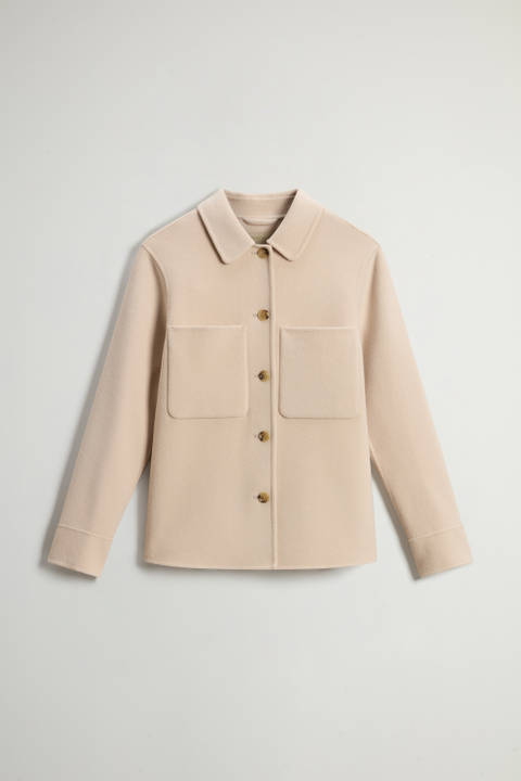 Overshirt in Pure Virgin Wool with Patch Pockets Beige photo 2 | Woolrich