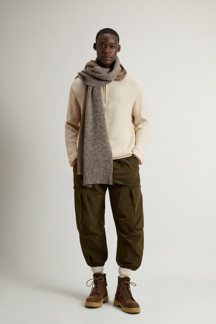Half-Zipper Turtleneck Sweater in Wool and Cashmere Blend Beige photo 2 | Woolrich