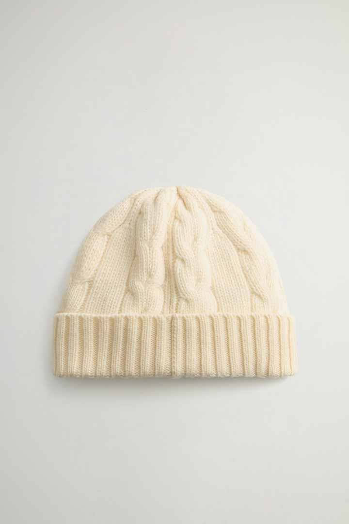 Cable-Knit Pure Wool Beanie White photo 2 | Woolrich