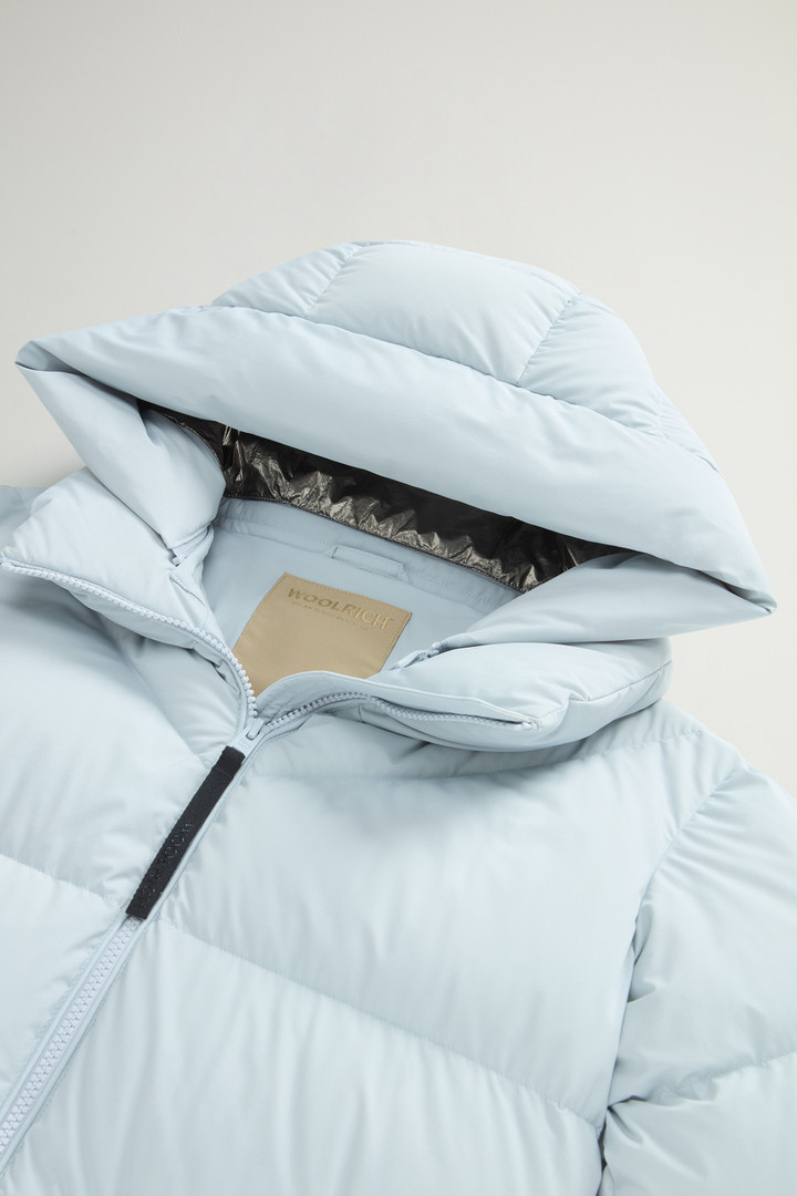 Long Quilted Stretch Nylon Parka with Removable Hood Blue photo 6 | Woolrich